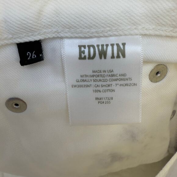 Edwin Denim Shorts Women's 26 (2) White Tie dye CAI Shorts Button Fly NWT - Picture 8 of 15